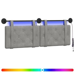 Tête de lit suspendue Avec lumière LED Gris clair Velours 634285634285