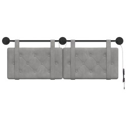 Tête de lit suspendue Avec lumière LED Gris clair Velours 634285634285
