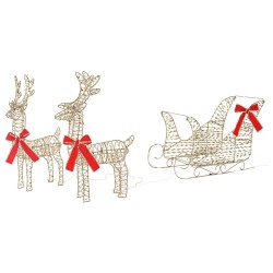 Traîneau tiré par un renne Blanc chaud 30 x 12 x 55 cm PET 634286634286