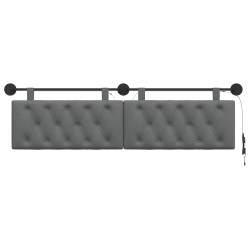 Tête de lit suspendue Avec lumière LED Gris foncé Tissu 634298634298