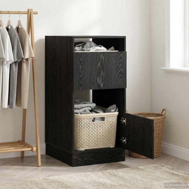 Armoire à Laver Chêne noir 50 x 68 x 102 cm Bois d'ingénierie 634308634308