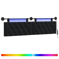 Tête de lit suspendue Avec lumière LED Noir Velours 634313634313