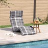 Transat pliant en tissu Oxford à carreaux gris 175 x 54 x 8,5 cm 634318634318