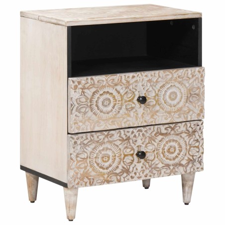 Armoire de lit Blanc 50 x 33 x 60 cm Bois de mangue massif 634320634320