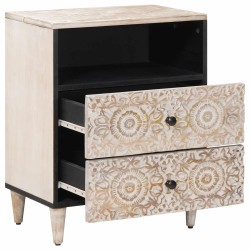 Armoire de lit Blanc 50 x 33 x 60 cm Bois de mangue massif 634320634320