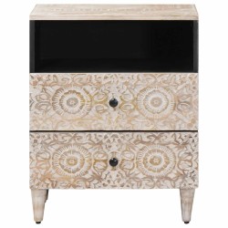 Armoire de lit Blanc 50 x 33 x 60 cm Bois de mangue massif 634320634320