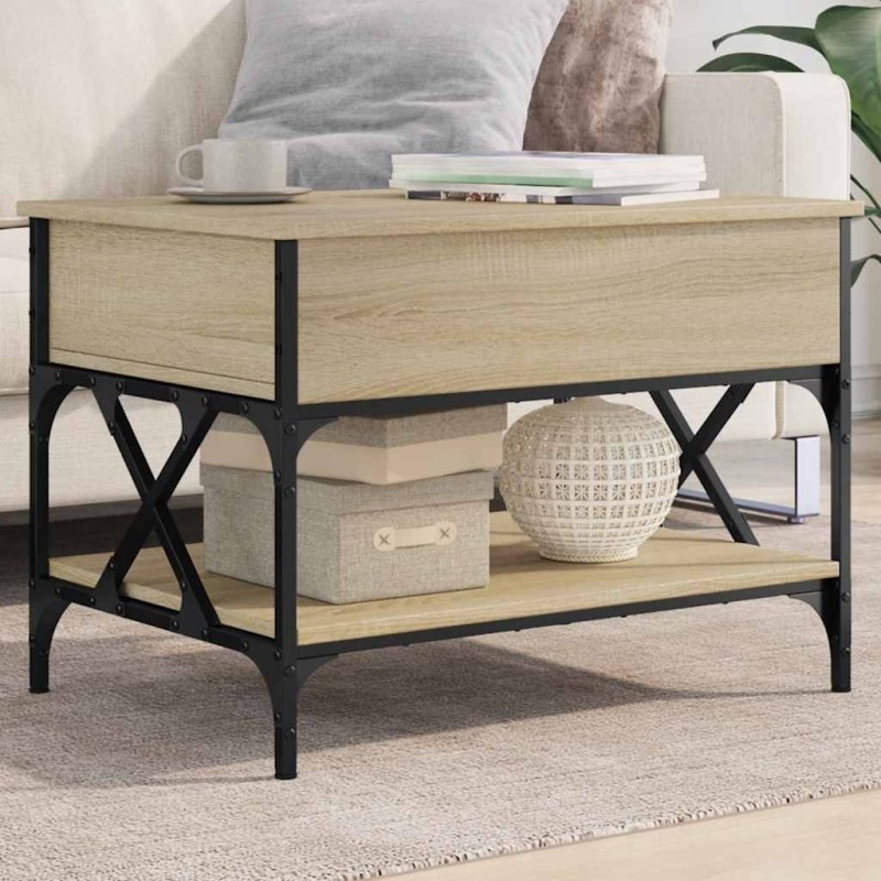 Table basse chêne sonoma 70x50x50 cm bois d'ingénierie et métal 634324634324