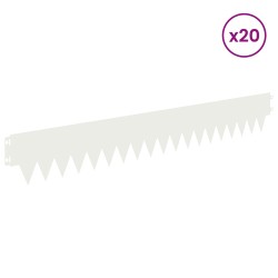 Bordure de Pelouse 20 pcs 103 x 15 cm métal Blanc 634330634330