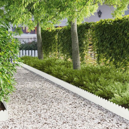 Bordure de Pelouse 20 pcs 103 x 20 cm Acier Blanc 634333634333