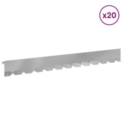 Bordure de Pelouse 20 pcs 102 x 10 x 4 cm Acier Argenté 634342634342