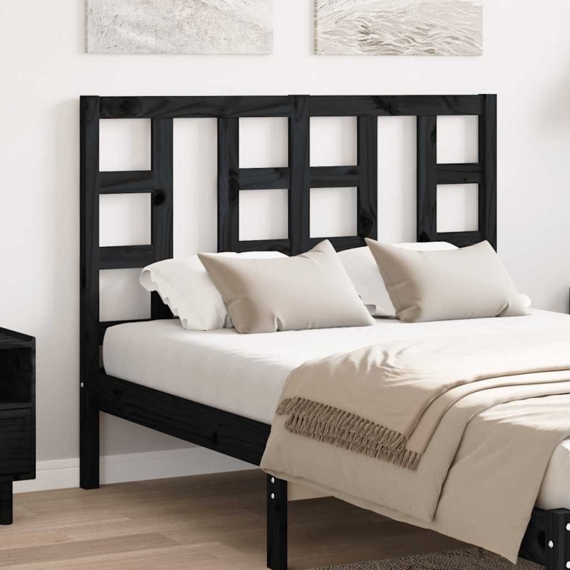 Tête de lit Noir 126x4x100 cm Bois massif de pin 634372634372