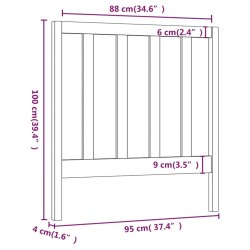 Tête de lit Marron miel 95x4x100 cm Bois massif de pin 634379634379