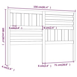 Tête de lit Gris 156x4x100 cm Bois massif de pin 634384634384