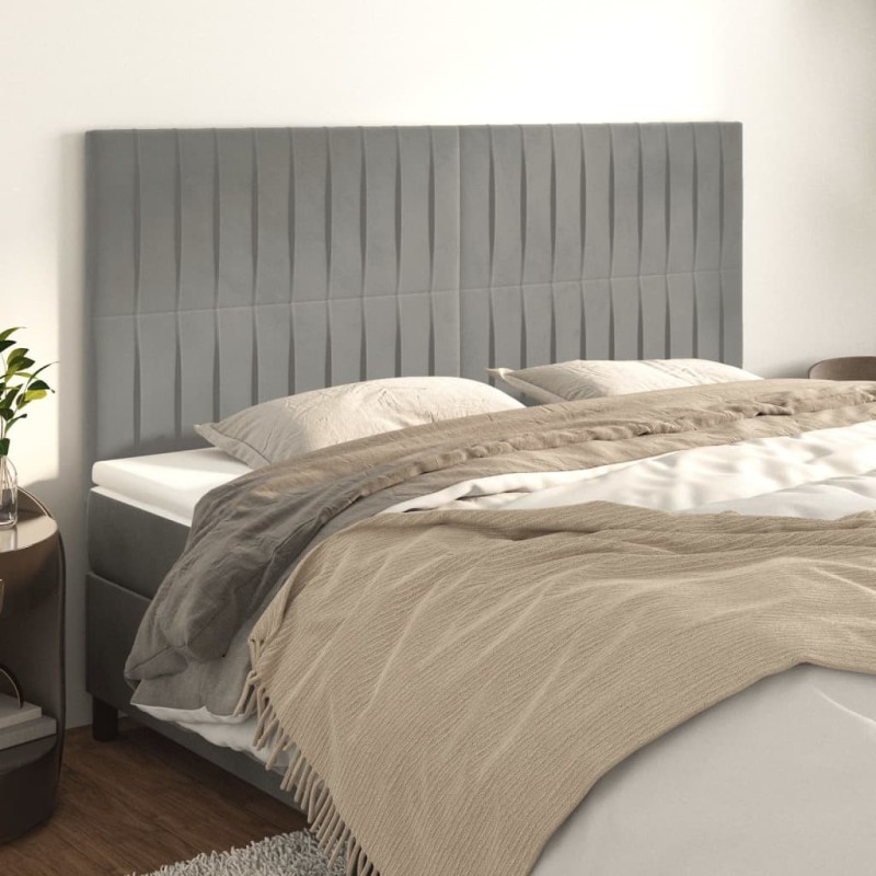 Tête de lit Gris clair 200x5x118/128 cm Velours 634388634388