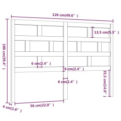 Tête de lit Marron miel 126x4x100 cm Bois massif de pin 634389634389