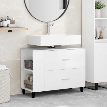 Unité de vanité de salle de bain Blanc brillant 80 x 35 x 60 cm 634414634414