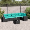 Ensemble de canapé de jardin 7 pcs avec coussins noir résine tressée 634416634416