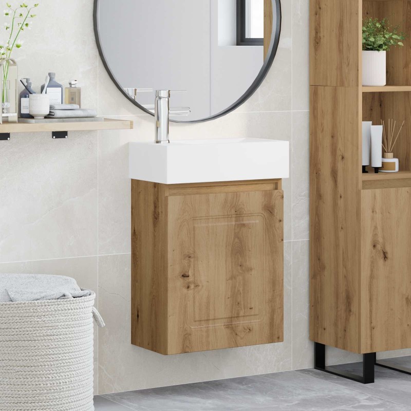 Meuble de salle de bain avec robinet Chêne artisanal 634417634417