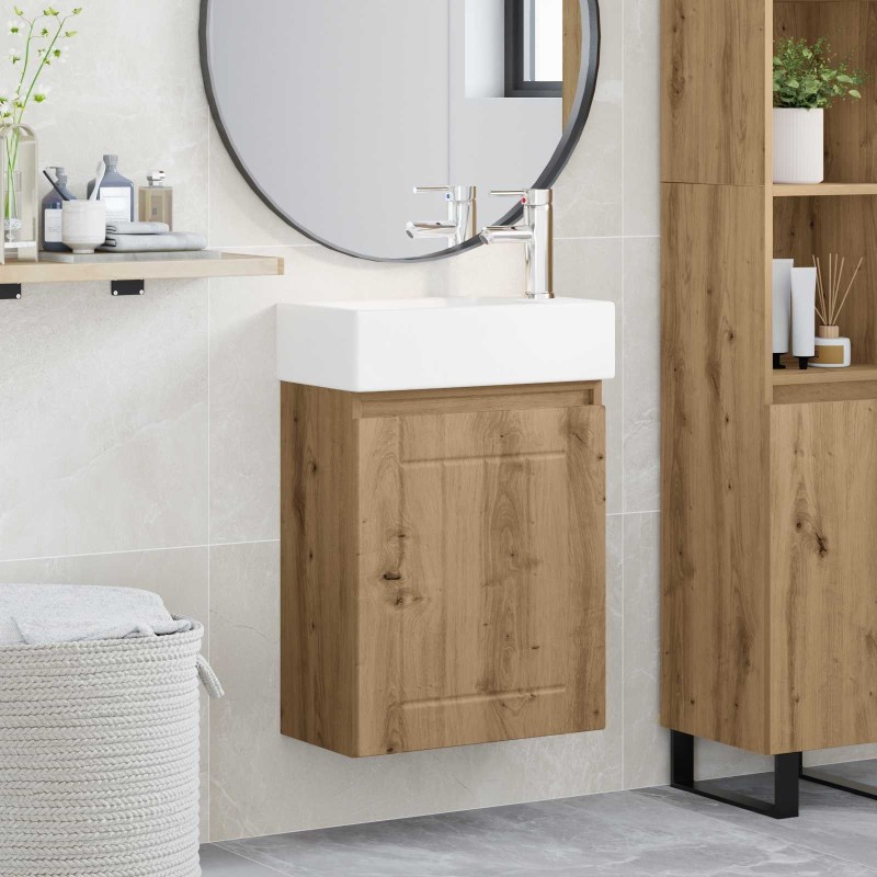 Meuble de salle de bain avec robinet Chêne artisanal 634419634419