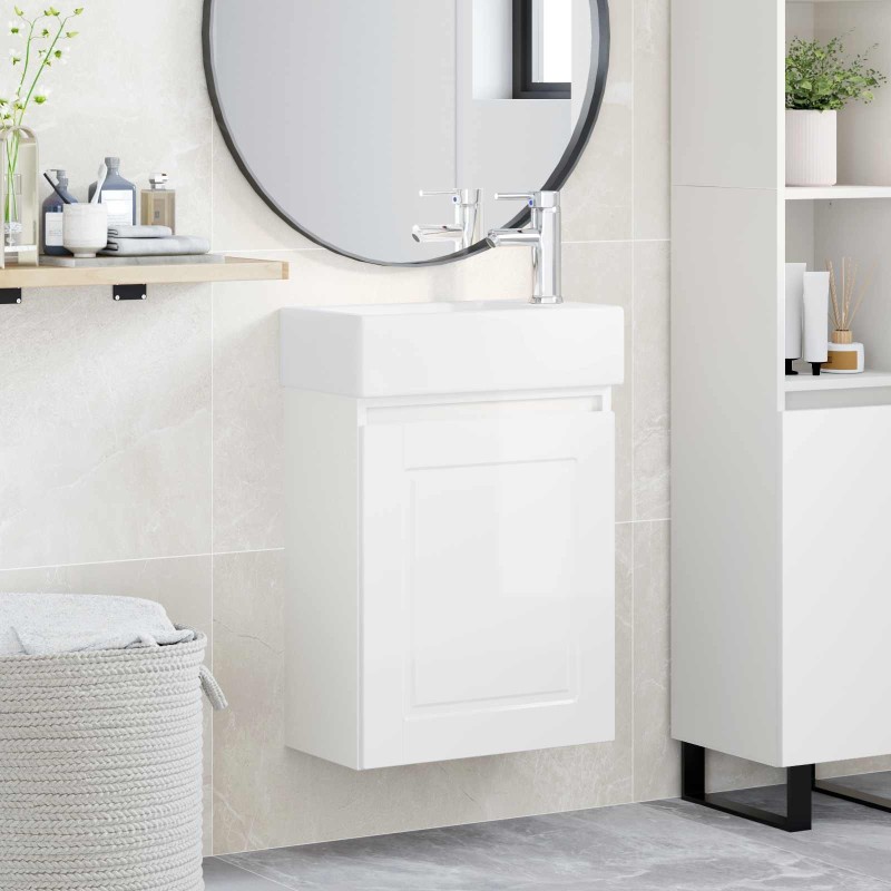 Meuble de salle de bain avec robinet Blanc brillant 634421634421