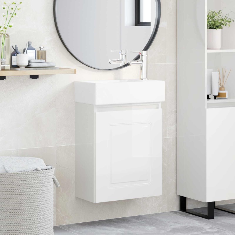 Meuble de salle de bain avec robinet Blanc brillant 634426634426