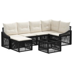 Ensemble de canapé de jardin 7 pcs Noir polyrotin 634429634429