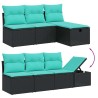 Ensemble de canapé de jardin 8 pcs avec coussins noir résine tressée 634431634431