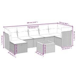 Ensemble de canapé de jardin 8 pcs avec coussins noir résine tressée 634431634431
