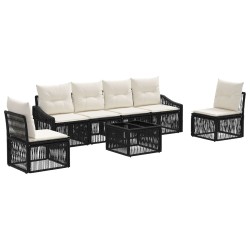 Ensemble de canapé de jardin 7 pcs Noir polyrotin 634432634432