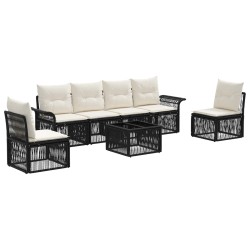Ensemble de canapé de jardin 7 pcs Noir polyrotin 634433634433