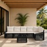Ensemble de canapé de jardin 7 pcs Noir polyrotin 634434634434
