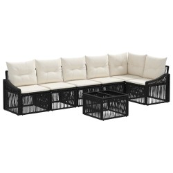 Ensemble de canapé de jardin 7 pcs Noir polyrotin 634434634434