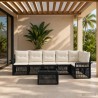 Ensemble de canapé de jardin 7 pcs Noir polyrotin 634435634435