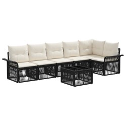 Ensemble de canapé de jardin 7 pcs Noir polyrotin 634435634435