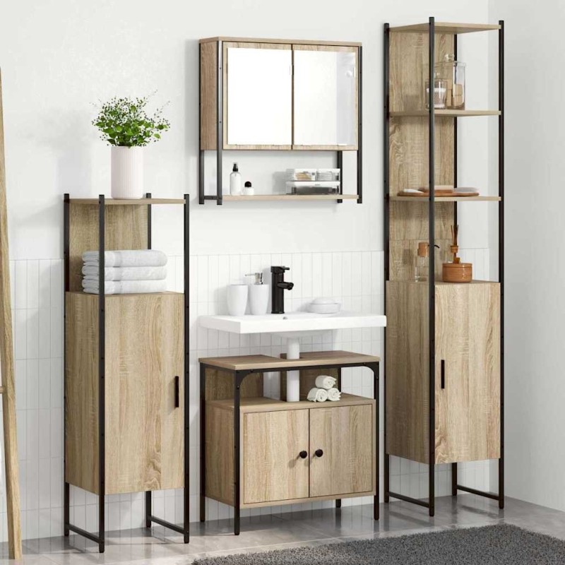 Ensemble de mobilier de salle de bain 4 pcs Chêne Sonoma 634436634436