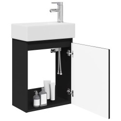 Meuble de salle de bain avec robinet Noir 45,5 x 22,5 x 84 cm 634438634438