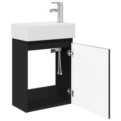 Meuble de salle de bain avec robinet Noir 45,5 x 22,5 x 84 cm 634438634438
