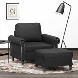 Fauteuil avec repose-pied Noir 60 cm Similicuir 634439634439