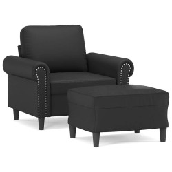 Fauteuil avec repose-pied Noir 60 cm Similicuir 634439634439