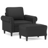 Fauteuil avec repose-pied Noir 60 cm Similicuir 634439634439
