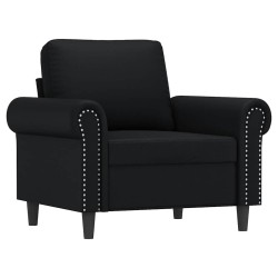 Fauteuil avec repose-pied Noir 60 cm Similicuir 634439634439