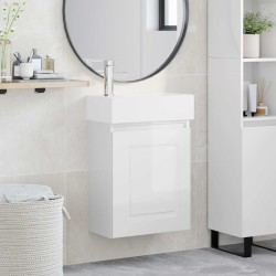 Meuble de salle de bain avec robinet Blanc brillant 634440634440