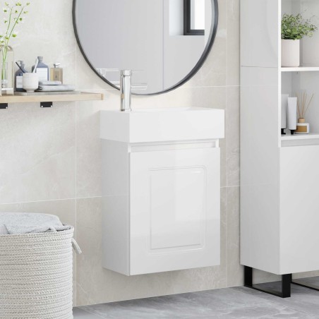 Meuble de salle de bain avec robinet Blanc brillant 634440634440