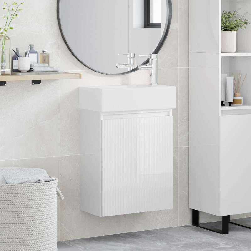 Meuble de salle de bain avec robinet Blanc brillant 634443634443