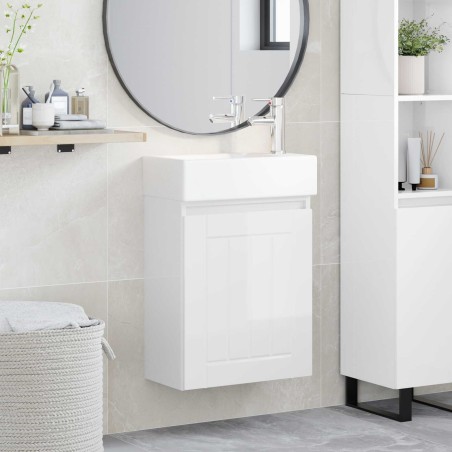 Meuble de salle de bain avec robinet Blanc brillant 634444634444