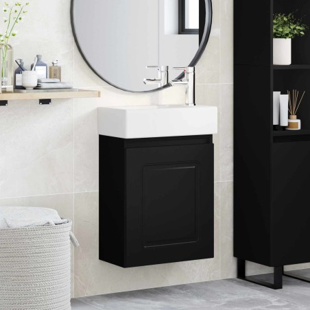 Meuble de salle de bain avec robinet Noir 45,5 x 22,5 x 84 cm 634445634445