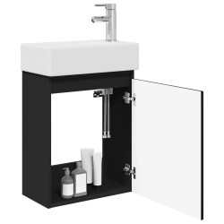 Meuble de salle de bain avec robinet Noir 45,5 x 22,5 x 84 cm 634445634445