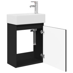 Meuble de salle de bain avec robinet Noir 45,5 x 22,5 x 84 cm 634445634445
