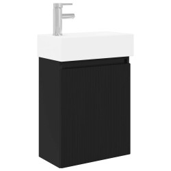 Meuble de salle de bain avec robinet Noir 45,5 x 22,5 x 84 cm 634446634446