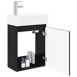 Meuble de salle de bain avec robinet Noir 45,5 x 22,5 x 84 cm 634446634446